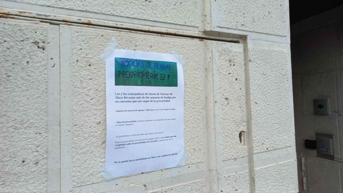 El comité de Diario de Noticias de Álava insta a Ayuntamiento de <a href="/vitoriagasteiz/">Vitoria-Gasteiz!</a>, Diputación de <a href="/Araba/">Arabako Foru Aldundia | Diputación Foral de Álava</a> y <a href="/Gob_eus/">Eusko Jaurlaritza - Gobierno Vasco</a> a 
que exijan a los medios de comunicación que garantice unas condiciones laborales dignas 
de la plantilla antes de ingresarles dinero para publicidad institucional