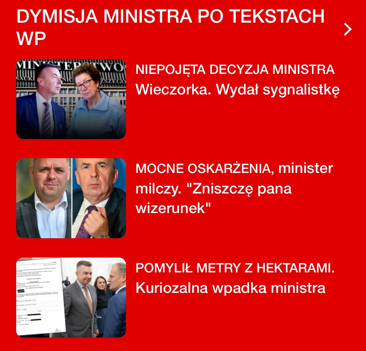 Kolejna dymisja w rządzie po tekstach WP. Ukłony dla <a href="/PatrykSlowik/">Patryk Słowik</a> <a href="/p_figurski/">Paweł Figurski</a> i zespołu <a href="/MatRatajczak/">Mateusz Ratajczak</a> . Tytaniczna praca, konsekwencja, rzetelność ✌️. Świetnie mieć takich ludzi w <a href="/wirtualnapolska/">Wirtualna Polska</a>