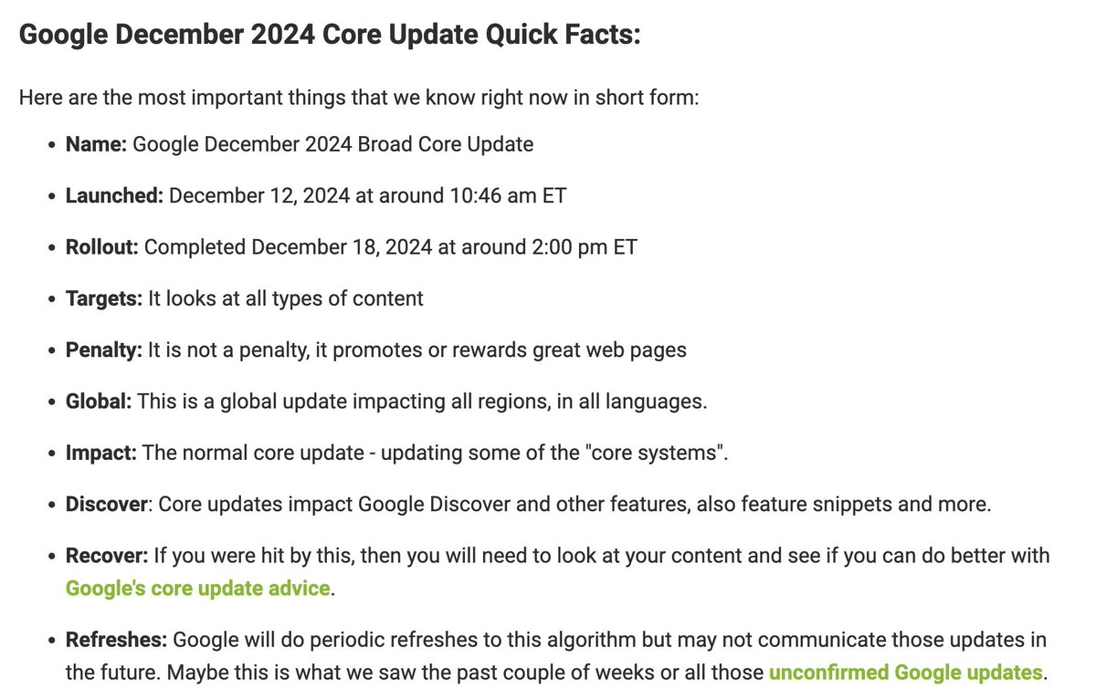 rustybrick's tweet photo. The Google December 2024 core update quickly and brutally finished rolling out yesterday - here is what we saw with this update https://t.co/0Izqs8XgzK https://t.co/p9fRwUcSdo