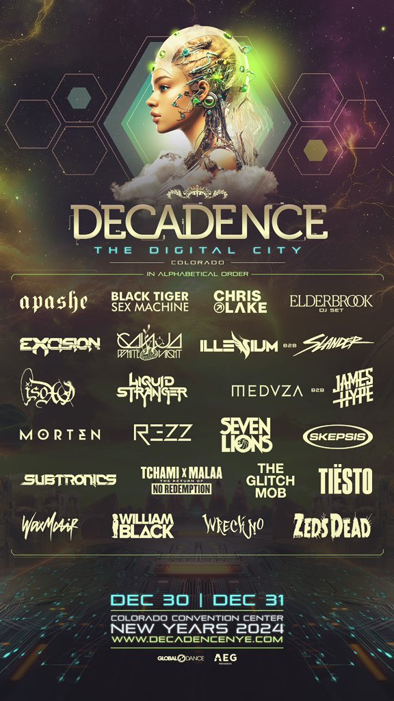 REFOCUZMUSIC's tweet photo. And for my Final Act 🪄 For about an hour I will make all the 2024 BS disappear 🙏🏽🔥 💪🏽🙏🏽 Such an Honor to be part of a perfect lineup 🔥 Big Thanks to my @GlobalDanceUS Fam and of course all of you my REFOCUZ Fam for constant support 🫶🏽 See you new years at @DecadenceNYE 🫡 https://t.co/Ysy9I52m1d