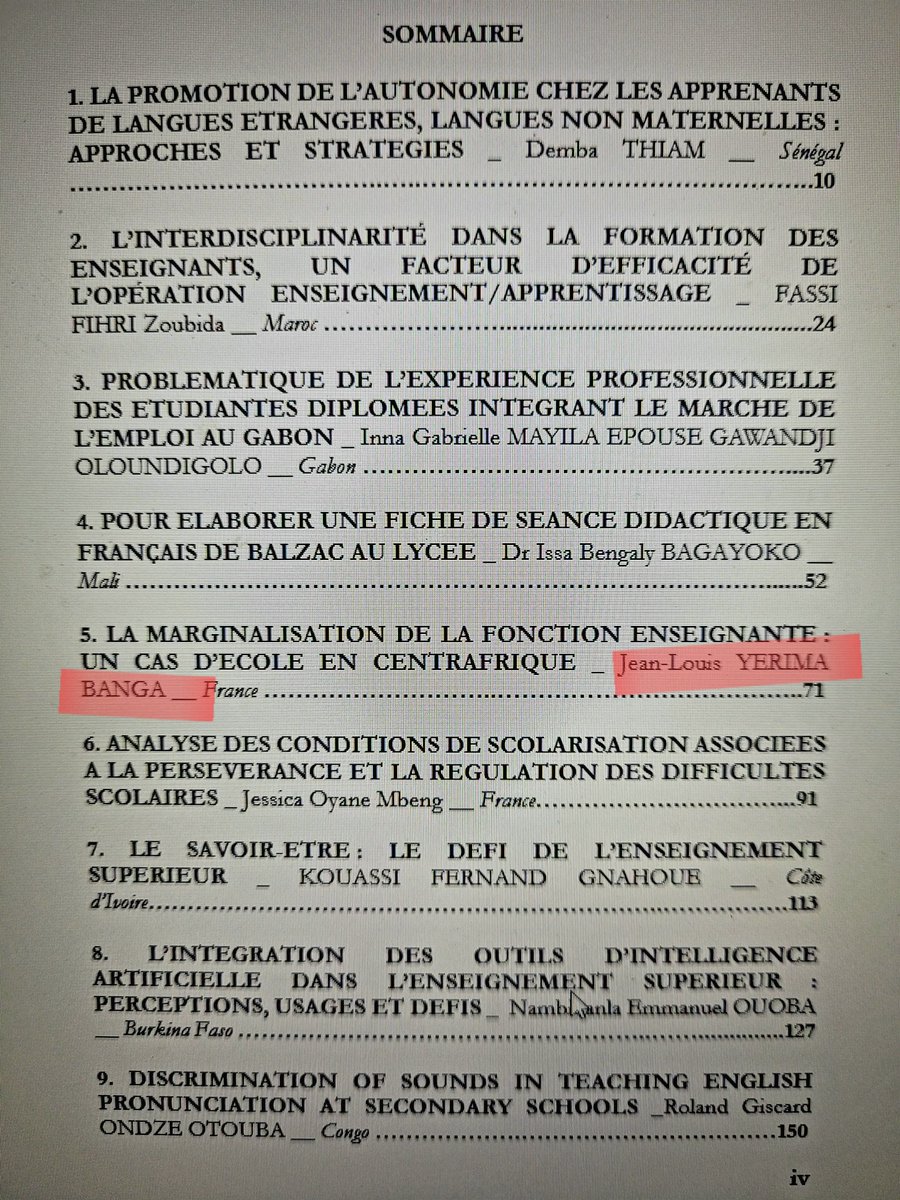 Vient de paraître dans la revue scientifique Les Cahiers de l'ACAREF, tome 4, numéro spécial, décembre 2024 👇👇👇. La question des enseignants est devenue une question hautement vive. Ne pas la résoudre c'est compromettre l'avenir du développement en RCA.