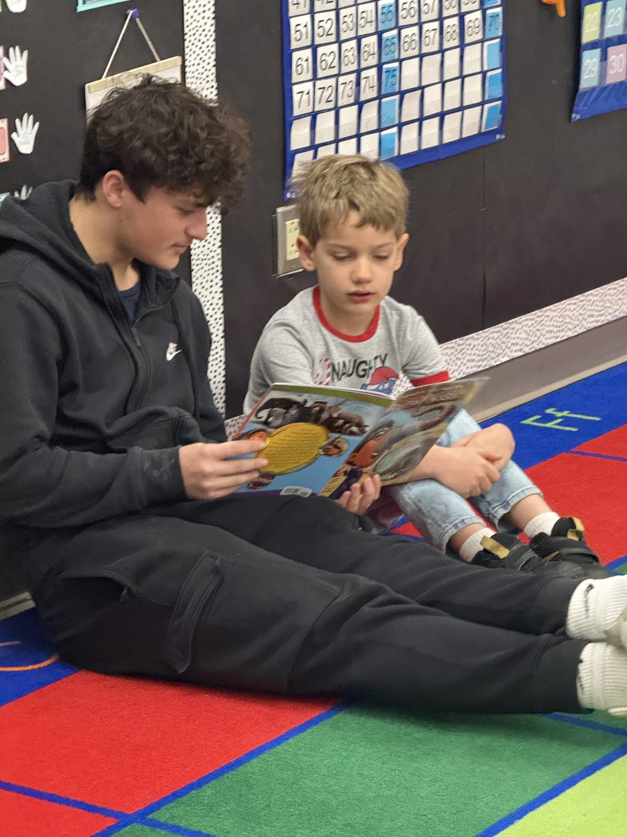Calypso1stGrade's tweet photo. The Liberty Varsity Football Team came to Calypso to read the children's RIF books to them. Stories and candy canes were shared. Thank you boys for being awesome readers! The first graders say THANK YOU!! Great job!@BethlehemAreaSD @CalypsoES @LIBERTYATHCLUB @LibertyHigh https://t.co/bmINDKDkAj