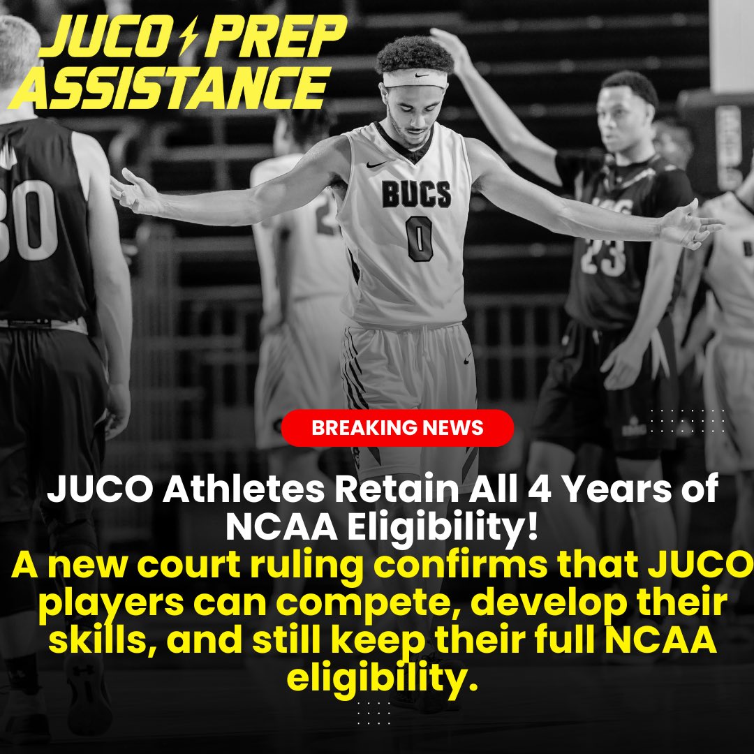🚨 Exciting News for Players! 🚨

A groundbreaking court ruling allows JUCO athletes to compete AND keep all 4 years of NCAA eligibility. This is your chance to grow, develop, and achieve your collegiate basketball dreams. The future starts now. 🏀 #JUCO #NCAA #CollegeSports