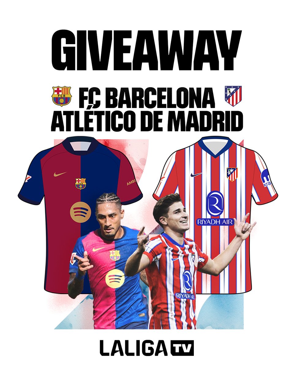 LALIGA TV (@laligatv) on Twitter photo 🚨 #BarçaAtleti GIVEAWAY! 🚨
👕 To celebrate the upcoming game we are giving YOU the chance to WIN a <a href="/atletienglish/">Atlético de Madrid</a> or <a href="/FCBarcelona/">FC Barcelona</a> shirt!
Simply repost this post and follow
@LALIGATV to enter!
-We will pick two (2) lucky winners! 🍀
- Contest period: Dec 19th-23rd.
- 🚨 #BarçaAtleti GIVEAWAY! 🚨
👕 To celebrate the upcoming game we are giving YOU the chance to WIN a <a href="/atletienglish/">Atlético de Madrid</a> or <a href="/FCBarcelona/">FC Barcelona</a> shirt!
Simply repost this post and follow
@LALIGATV to enter!
-We will pick two (2) lucky winners! 🍀
- Contest period: Dec 19th-23rd.
-