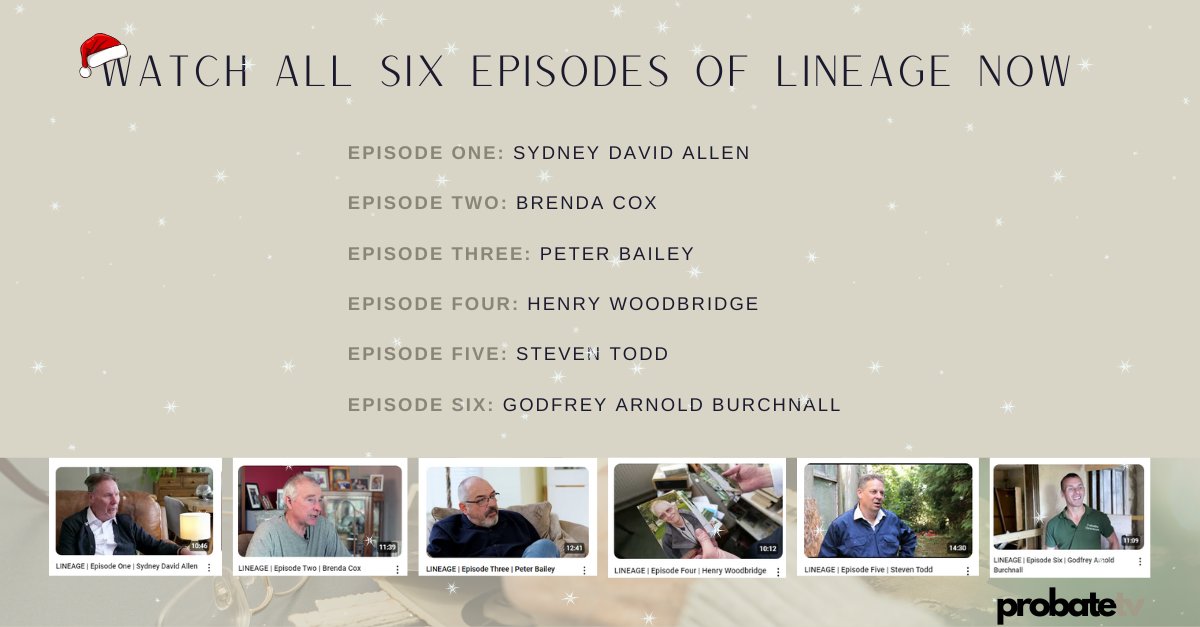 ProbateTV's tweet image. A must watch during this festive period🎄 Join the #Lineage journey and watch all six episodes out now on YouTube. Uncover the fascinating world of probate research with @HeirHunter as they unravel intricate cases 👇
youtube.com/@ProbateTV