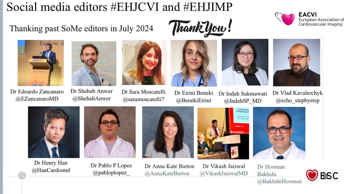 EHJ-IMP Editor-in-Chief (@ehjimpeic) on Twitter photo 🌟 Meet our #SoMe #EHJCVI & #EHJIMP editors from around the world 🌏 merged under <a href="/ESC_Journals/">European Society of Cardiology Journals</a> <a href="/escardio/">European Society of Cardiology</a> family 🌟Follow them ⬇️ <a href="/alessia_gimelli/">Alessia Gimelli</a> <a href="/JGrapsa/">Julia Grapsa MD, PhD</a> <a href="/EZancanaroMD/">Edoardo Zancanaro MD</a> <a href="/ShehabAnwer/">Shehab Anwer, MD</a> <a href="/BakhshiHooman/">Hooman Bakhshi</a> <a href="/AnnaKateBarton/">Anna Kate Barton</a> <a href="/saramoscatelli7/">Sara Moscatelli</a> <a href="/HanCardiomd/">Henry Han</a> <a href="/echo_stepbystep/">Vladyslav Kavalerchyk 🇺🇦</a> <a href="/pabloplopez_/">Pablo Pérez López</a> 🌟 Meet our #SoMe #EHJCVI & #EHJIMP editors from around the world 🌏 merged under <a href="/ESC_Journals/">European Society of Cardiology Journals</a> <a href="/escardio/">European Society of Cardiology</a> family 🌟Follow them ⬇️ <a href="/alessia_gimelli/">Alessia Gimelli</a> <a href="/JGrapsa/">Julia Grapsa MD, PhD</a> <a href="/EZancanaroMD/">Edoardo Zancanaro MD</a> <a href="/ShehabAnwer/">Shehab Anwer, MD</a> <a href="/BakhshiHooman/">Hooman Bakhshi</a> <a href="/AnnaKateBarton/">Anna Kate Barton</a> <a href="/saramoscatelli7/">Sara Moscatelli</a> <a href="/HanCardiomd/">Henry Han</a> <a href="/echo_stepbystep/">Vladyslav Kavalerchyk 🇺🇦</a> <a href="/pabloplopez_/">Pablo Pérez López</a>