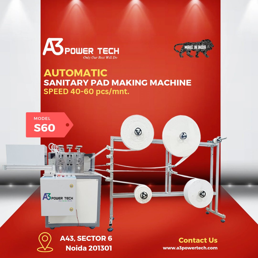 a3_power's tweet photo. #AutomaticPadMachine  #sanitarypadmachine
#Model_S60,
For more information and machine enquiries
Visit: https://t.co/pWQ96vDJHt
contact us at: 098182 70540 | +91 8368540287
#PadMakingMachine #FeminineHygieneMachine #PeriodProductMachine #AutomaticPadMachine https://t.co/GFg5qRE9NI