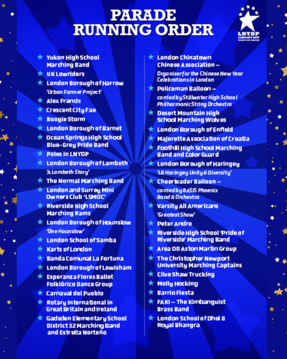 london_parade's tweet photo. 🎉🎆 The countdown to 2025 begins NOW! 🎆🎉

🚨 The official 2025 London's New Year’s Day Parade running order is here, and it’s going to be EPIC! 🚨 We can’t wait to see YOU on January 1st, 2025, as we ring in the NEW YEAR with style, excitement, and non-stop entertainment! 🥳✨

From dazzling floats to spectacular performances, this year’s parade promises to be one for the books! 📅💥 Who’s ready to be part of the biggest celebration of the year? 🙌

👇 Tag your friends and get ready for the magic! 🎊 Let’s make memories, London! 🇬🇧✨

#LondonParade #LNYDP #NewYearsDay #London #Celebrate2025 #ParadeExcitement #NewYearNewAdventures