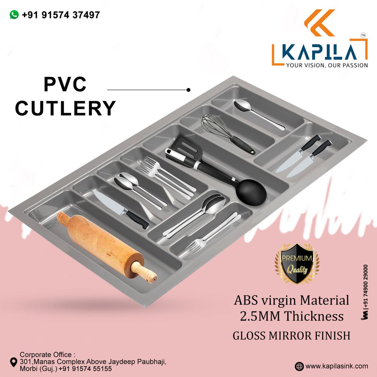 ibais_hardware's tweet photo. Kapila International Pvt. Ltd. (Morbi)
For enquiry via WhatsApp click:
https://t.co/NDFb5pzXwU
Mr. Prakash Dabhi - +919157437497
#pvccutlery #kitchenware #kitchencabinet #kitchenpantry #kitchenunit #Kitchen
.
@ibais_hardware https://t.co/37txcmGQ0U