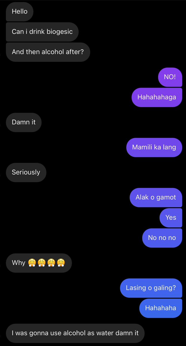 Arshiethromycin's tweet photo. Holiday season na. Kung may iniinom kayong gamot (ex: paracetamol) iwasan nyo muna ang alak pls hahaha!

Mamili lang kayo kung lasing o galing😂 https://t.co/bsJu9LvJmm