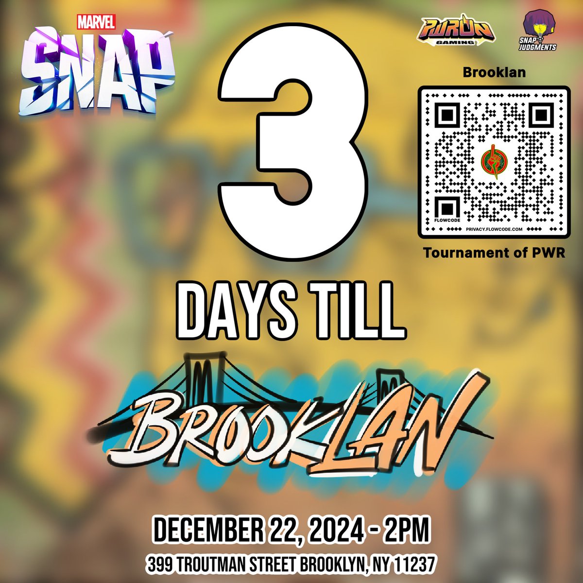PWROnGaming's tweet photo. 3 Days until the #MARVELSNAP Tournament of PWR LIVE at #BrookLAN this Sunday at 3PM EST! 

SJL’s 🏆vs BrookLAN’s 🏆

#MarvelRivals PCs will be available to battle it out with your team LIVE and in person! 

-More Information ⬇️- https://t.co/tIy42FWxxD
