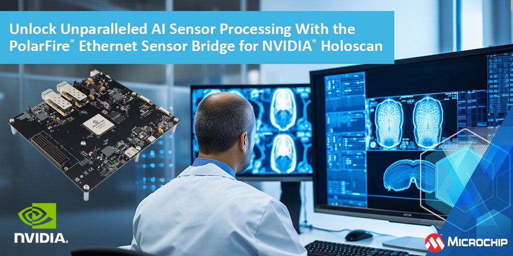 MicrochipTech's tweet photo. Looking for seamless AI-driven sensor processing from edge to cloud? The PolarFire® Ethernet Sensor Bridge for NVIDIA® Holoscan offers efficient protocol conversion, high security, and SEU immunity. Learn more: https://t.co/HX9ApVSAfv. @nvidia #AI #Holoscan #SensorBridge https://t.co/dL43YBdBqc