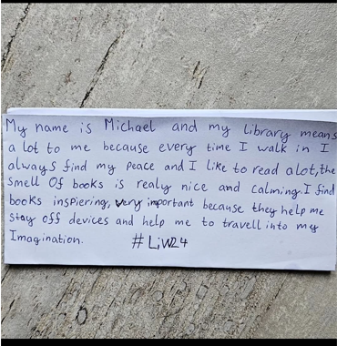 Congratulations to the winner of the #LIW24 public competition 'What does your library mean to you'? Michael Leshchenko! Michael had some lovely words to share about his local library in Wicklow, which tied in nicely with this years theme. Well done Michael! 👏👏👏