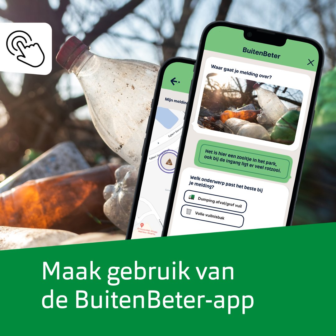 Sinds 2 december maken we gebruik van de BuitenBeter-app🌳 Hiermee kun je eenvoudig meldingen doen over zaken zoals kapotte straatverlichting of zwerfvuil. Download de BuitenBeter-app uit de App Store of Play Store! Dan maken we het samen Buiten Beter👍  obi41.nl/3u8395eb