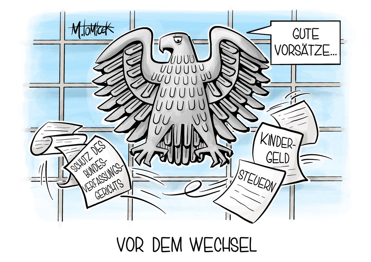 Vor den #Neuwahlen, geht es im #Bundestag um #Kindergeld und um den #Schutz des Bundesverfassungsgerichts.

#Bundesverfassungsgericht #BverfG #Steuern #Regierung #GuteVorsätze #Karikatur