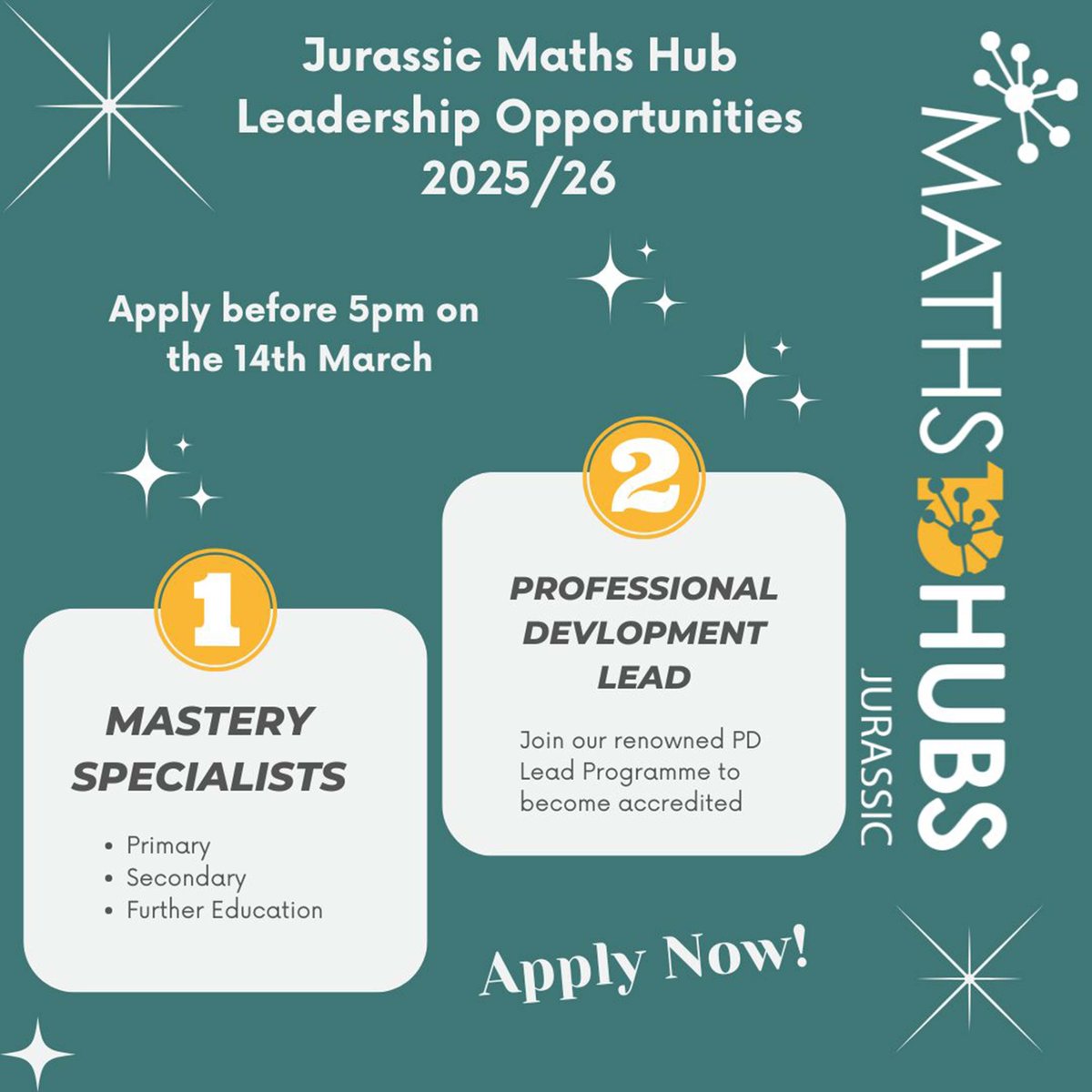 Jurassic Maths Hub (@jurassicmaths) on Twitter photo The Jurassic Maths Hub is recruiting - what are your career aspirations? Take a look at our leadership opportunities for 2025/26 and apply today. bit.ly/4ggKrhZ <a href="/MathsTeachSolns/">Andy Oldman</a> <a href="/LearningMaths/">Richard Perring</a> <a href="/hpalmer_helena/">Helena</a> <a href="/MrsJHawkins2007/">Jane Hawkins</a> <a href="/Misscatherine40/">Catherine Jane Gee</a> The Jurassic Maths Hub is recruiting - what are your career aspirations? Take a look at our leadership opportunities for 2025/26 and apply today. bit.ly/4ggKrhZ <a href="/MathsTeachSolns/">Andy Oldman</a> <a href="/LearningMaths/">Richard Perring</a> <a href="/hpalmer_helena/">Helena</a> <a href="/MrsJHawkins2007/">Jane Hawkins</a> <a href="/Misscatherine40/">Catherine Jane Gee</a>