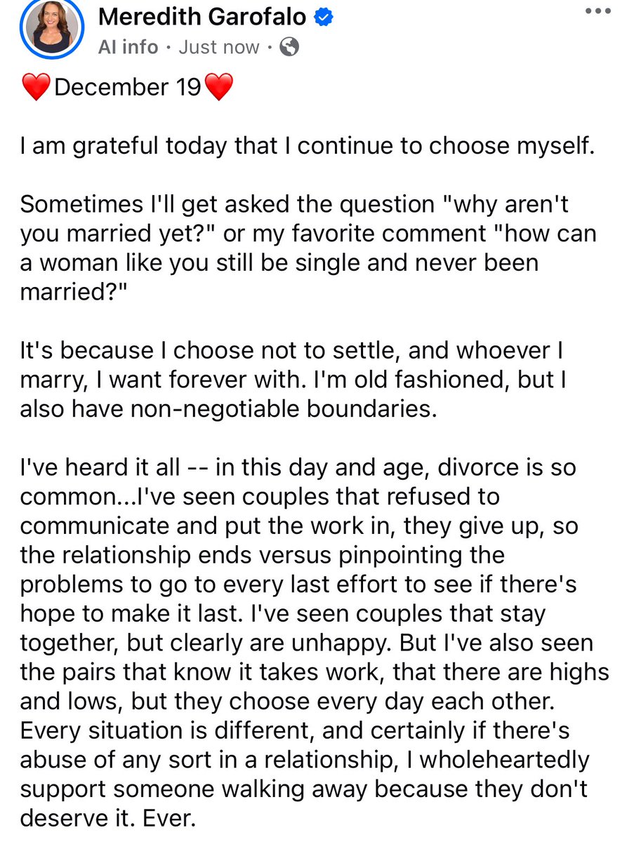 GarofaloWX's tweet photo. ❤️December 19❤️
I am grateful today that I continue to choose myself.
I'll get asked the question "why aren't you married yet?" or my favorite comment "how can a woman like you still be single and never been married?"
It's because I choose not to settle...
#25daysofgratitude https://t.co/iDt4PeaeZI