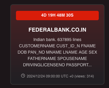_venarixES_'s tweet photo. El grupo #APT73 #BASHE #ransomware afirma haber #hackeado a The Federal Bank, Ltd. (@FederalBankLtd), un banco en #India 🇮🇳... este es el 2do. #ciberataque registrado por #VenariX para esta organización...
#NSE #FEDERALBNK
#LSE $FEDS
Más ℹ️ registrate gratis en #VenariX ➡️ https://t.co/OW9Te2XdwS
#Aluva #Kerala #bank #financial #CyberAttack #hackeo #infosec #cybersec #banking #bancoindia