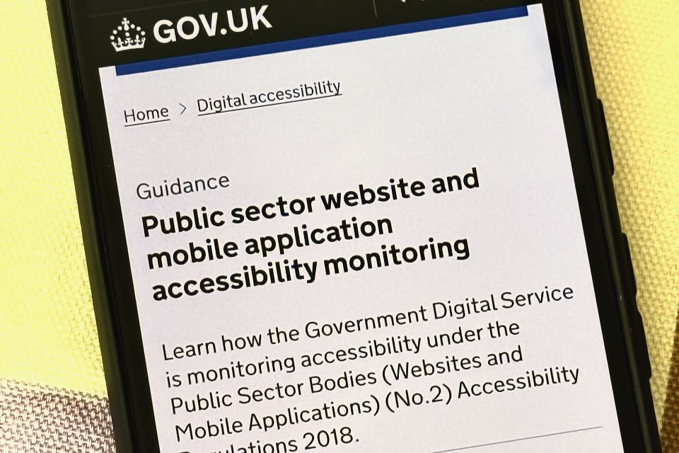 Under the ‘Public Sector Bodies (Websites and Mobile Applications) (No. 2) Accessibility Regulations 2018’, we monitor samples of public sector websites and apps. 

The latest report is published here: gov.uk/government/pub…