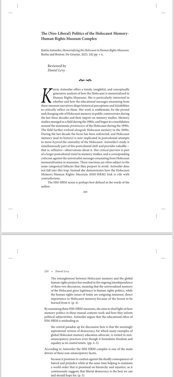 Wow, I’m speechless! 

Not in my wildest dreams could I’ve imagined that Daniel Levy, who’s work was so important for my own research, would ever read anything of mine, let alone write a 13-page review of my book &amp; calling it a “must read”.

yadvashem.org/research/yv-st…