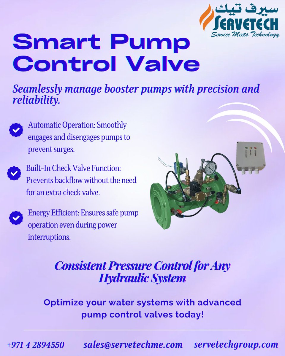 Servetech_'s tweet photo. ๐ฐ Pump Control Simplified
โ
Smooth pump engagement without surges
โ
Acts as a check valve, eliminating backflow
โ
Available in multiple connection options
Perfect for boosting water network efficiency.
#HydraulicSolutions #PumpControlValve #WaterManagement https://t.co/xPZ5RESKOh