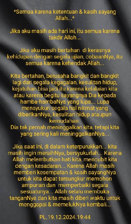 Kita bukan siapa-siapa dan tak punya apa-apa tanpa kehendak &amp; ijinNya...🤲✨🤲