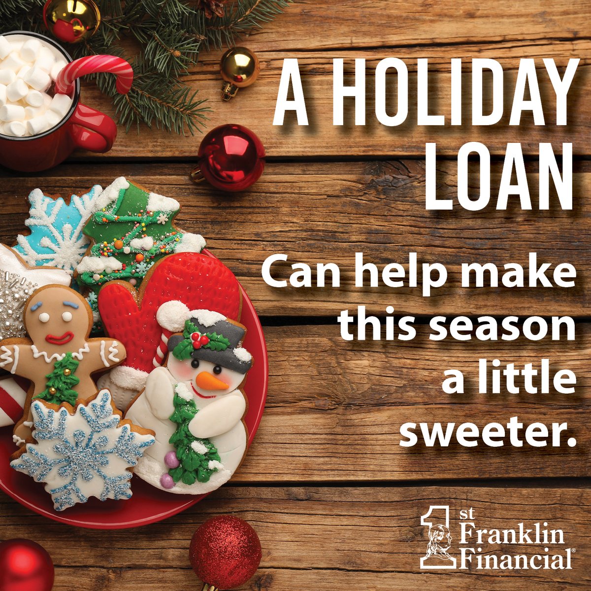 1stFranklin's tweet photo. Need a sprinkle of extra cheer this holiday season? A holiday loan from 1st Franklin Financial can help make your celebrations a bit sweeter! Whether it’s gifts for the kids or a festive family feast, we’ve got you covered.

Visit https://t.co/VbNOsDlZ5Z to learn more. https://t.co/IV8mi30s8u