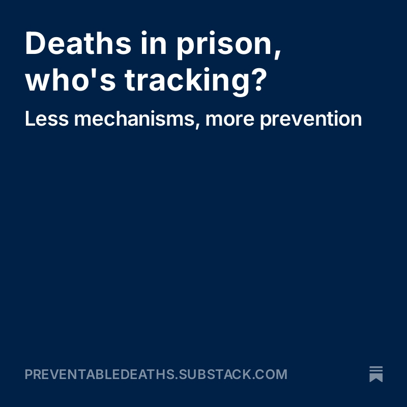 Dr Georgia Richards, PhD (@richards_g_c) on Twitter photo Will spending £2.3 billion on building more #prisons end the crisis? 
Take a read of today's analysis using the Preventable Deaths Tracker: preventabledeaths.substack.com/p/deaths-in-pr… 
#Prevention #Justice #Deaths #Tracking #Inquest #EvidenceBased #Safety #Tracker #Research Will spending £2.3 billion on building more #prisons end the crisis? 
Take a read of today's analysis using the Preventable Deaths Tracker: preventabledeaths.substack.com/p/deaths-in-pr… 
#Prevention #Justice #Deaths #Tracking #Inquest #EvidenceBased #Safety #Tracker #Research