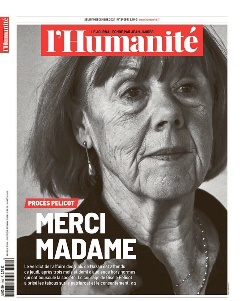 Quelques mots ne suffiront pas pour décrire le courage de Gisèle Pelicot. 

Celui d’une femme qui a fait face à ses bourreaux devant les yeux du monde : une mise à nue des violences sexistes et sexuelles silenciées. 

Elle est le visage de la dignité. 
Merci pour tout Madame.