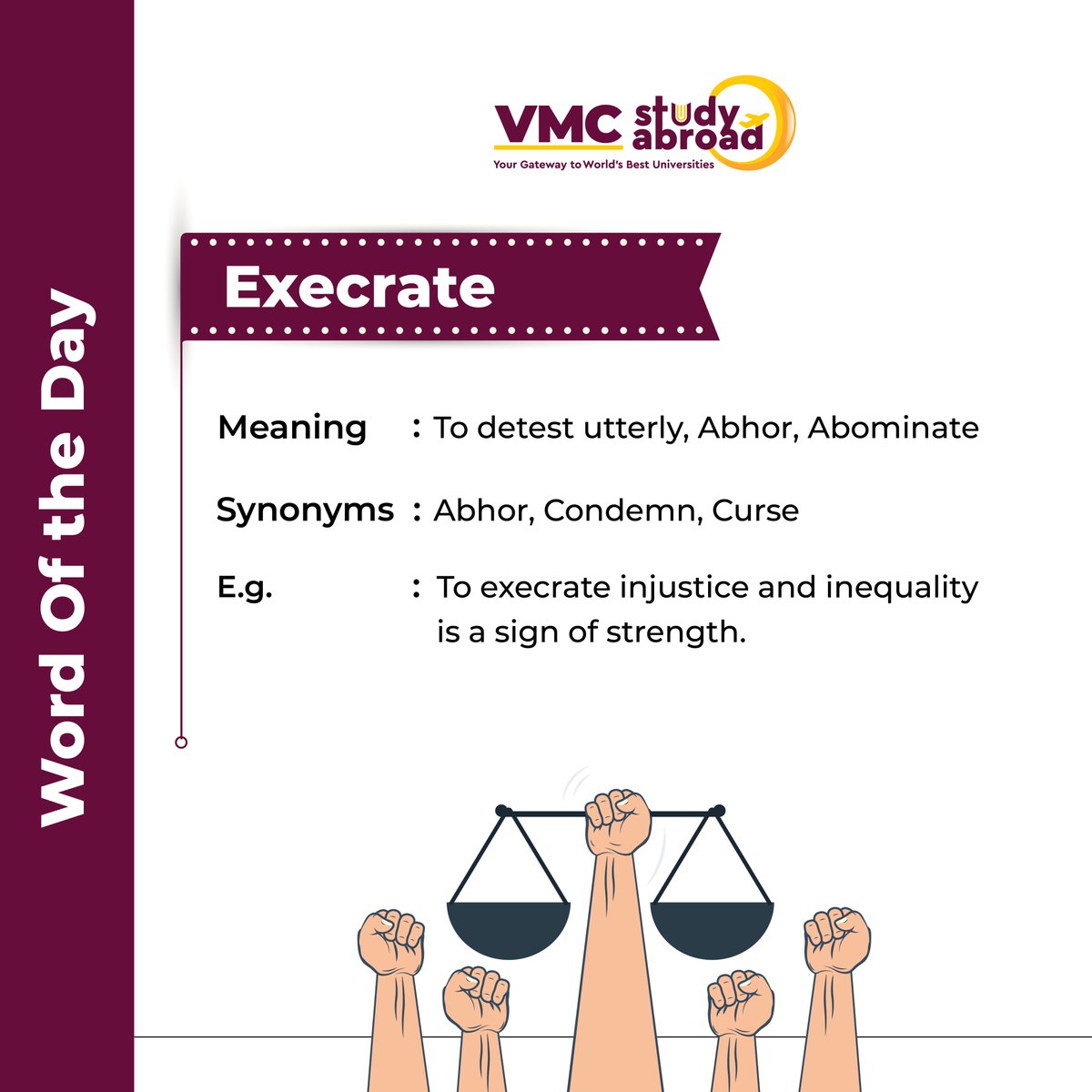 vmcstudyabroad's tweet image. Let’s leave behind the negativity we execrate and focus on building a world filled with positivity and growth.
.
.
.
#execrate #english #englishlearning #learning #inspiration #institution #coaching #write #explore #wordoftheday #explain #vocab