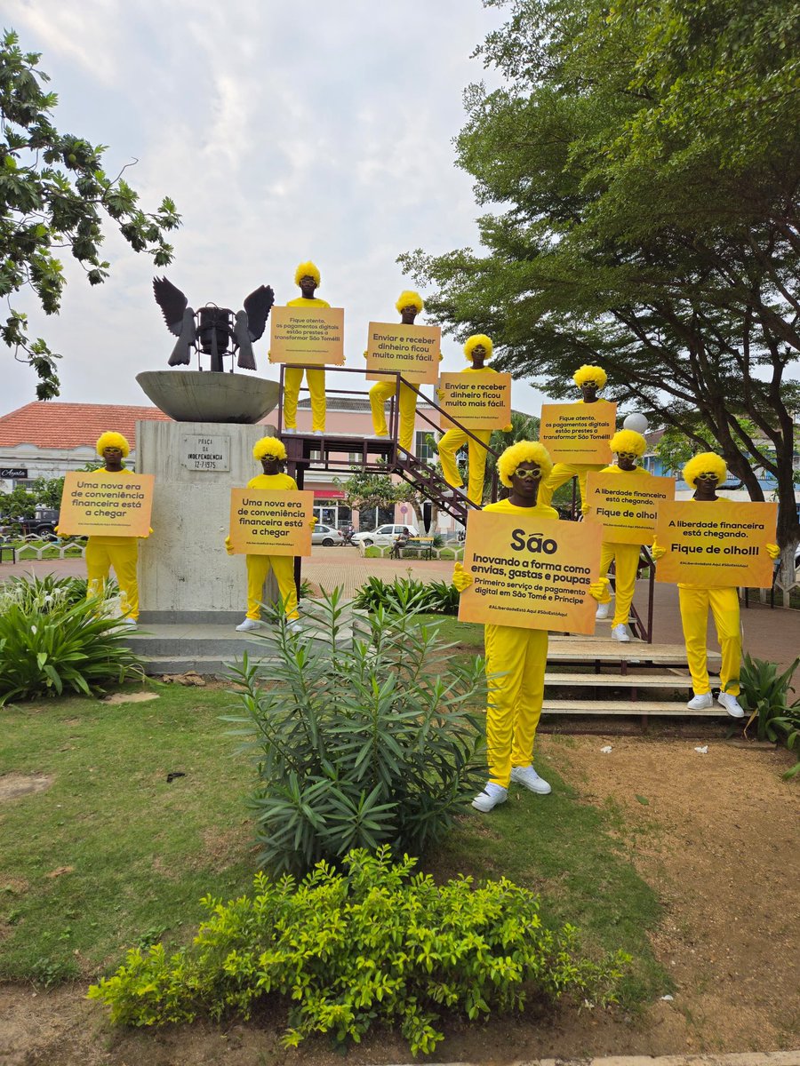 Sao_pay's tweet photo. 📸 Algo GRANDE está chegando a São Tomé! 

Fique de olho em nossos vibrantes homens de amarelo pela cidade—tire uma foto com eles e faça parte da emoção. Fique ligado!

#ALiberdadeEstáAqui #SãoEstáAqui https://t.co/ck7FzMBxTY