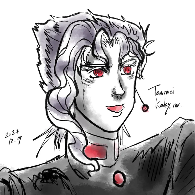 #jjbafanart 今日は体調悪いので落書きで…初描き花京院ですがセカンドカラーいいですよね〜心地よいアンバランス感がたまりません。母が花京院ファンなので練習です 