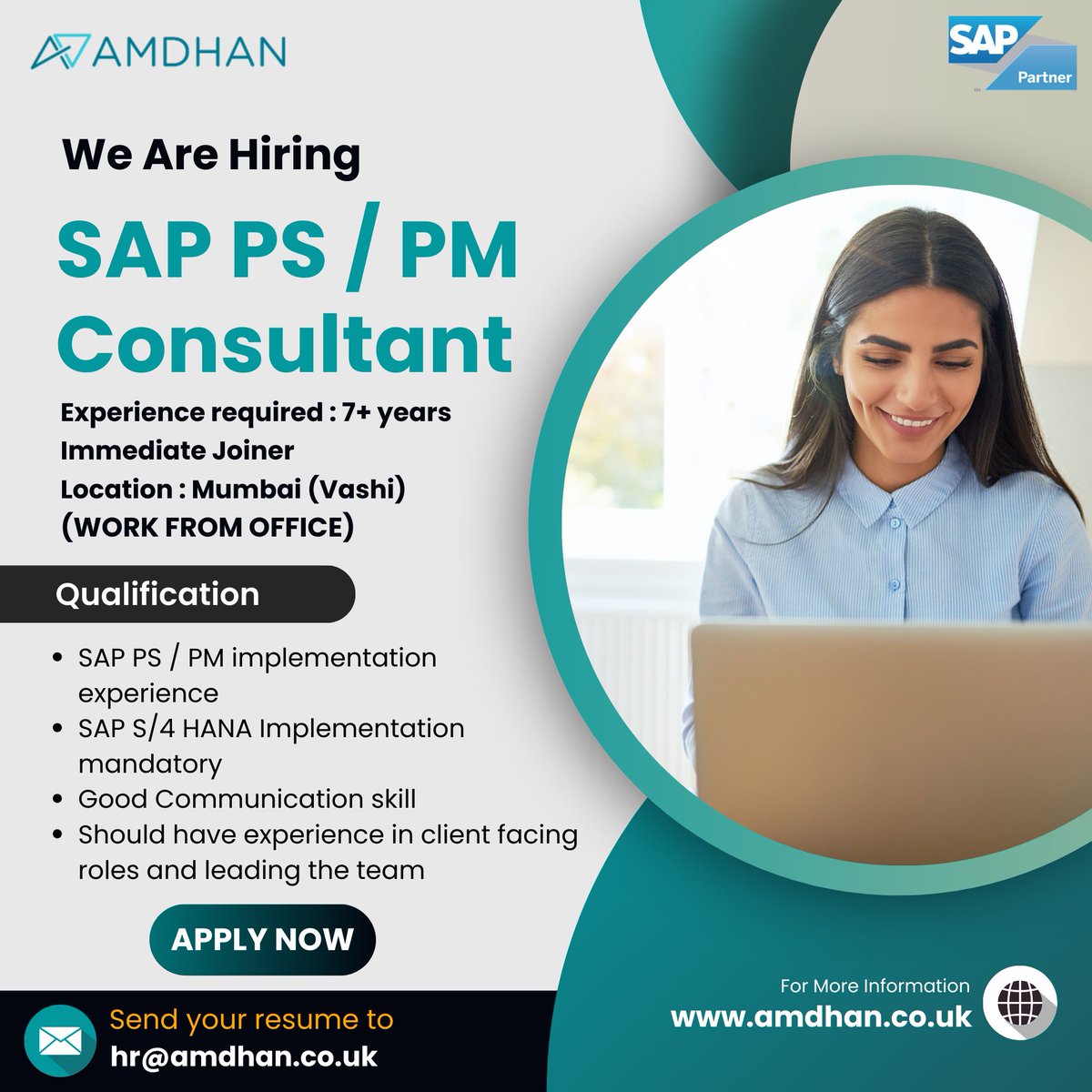 AmdhanLTDUK's tweet image. We Are Hiring.

𝐏𝐨𝐬𝐢𝐭𝐢𝐨𝐧: SAP PS / PM Consultant 
𝐄𝐱𝐩𝐞𝐫𝐢𝐞𝐧𝐜𝐞:  7+ years

𝐀𝐩𝐩𝐥𝐲 𝐍𝐨𝐰 𝐎𝐧 - hr@amdhan.co.uk

#SAPJobs #SAPConsultant #SAPPS #SAPPM #SAPProjectSystems #PlantMaintenance #ITJobs #TechCareers #HiringNow #TechJobs #SAPCareers #AmDhan #Mumbaijob