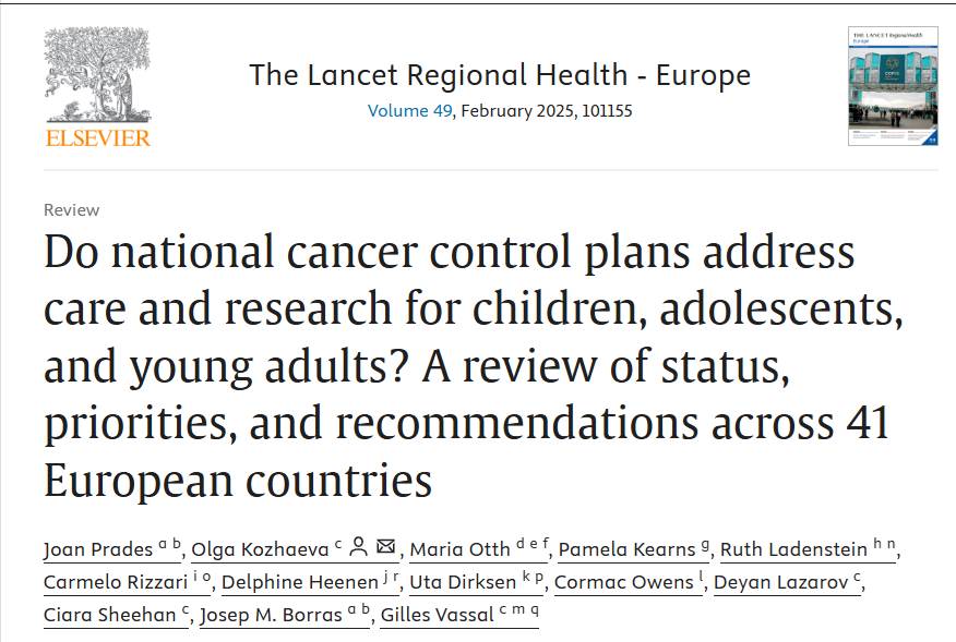 🌟 Exciting News! 🌟

SIOPE is thrilled to announce the publication of our latest paper in collaboration with <a href="/idibell_cat/">IDIBELL</a>  in <a href="/LancetRH_Europe/">The Lancet Reg Health-Europe</a>:
📄 “Do national cancer control plans address care and research for children, adolescents, and young adults?”
This marks a significant