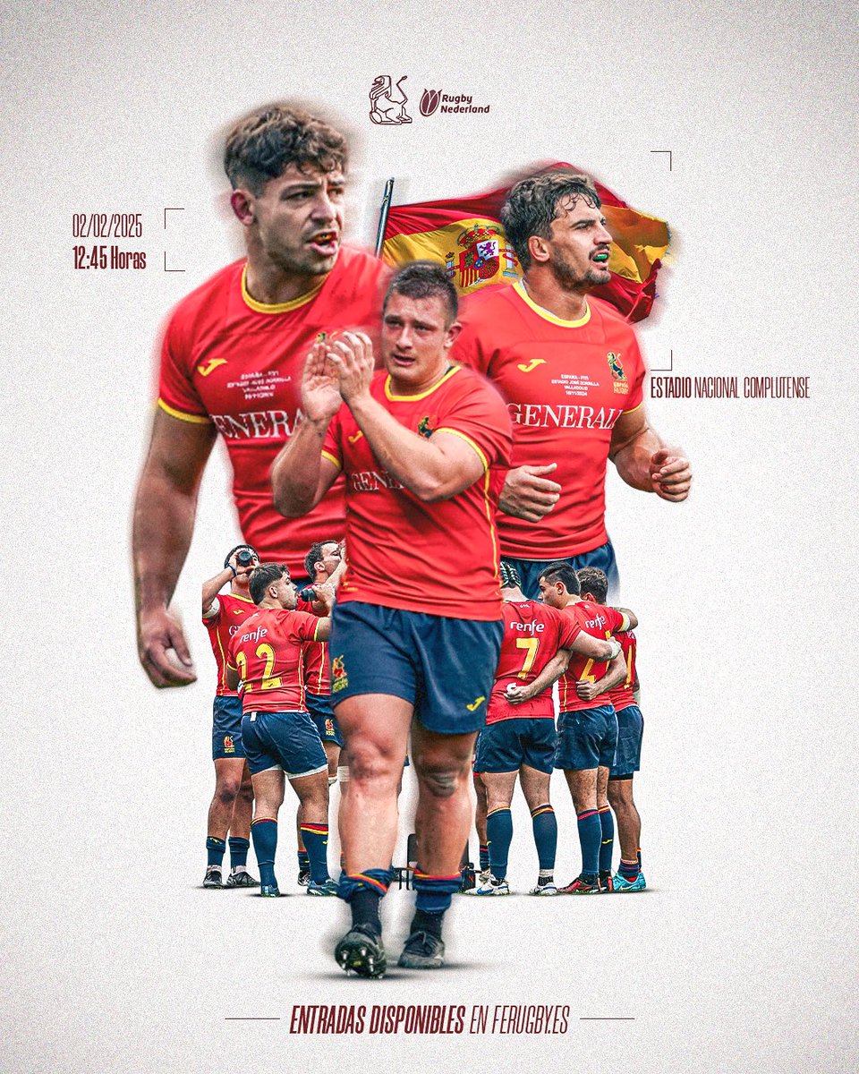 La 𝐂𝐨𝐩𝐚 𝐝𝐞𝐥 𝐌𝐮𝐧𝐝𝐨 comienza en Madrid. 🇪🇸⚔️🇳🇱

🗓️ 02/02/2025 (12:45 Horas) 

📍 Estadio Nacional Complutense 

🎟️ Entradas disponibles: ferugby.es/oferta-exclusi…

ℹ️ Descuento especial hasta el 26/12/2024 

#JuntosSomosTodo