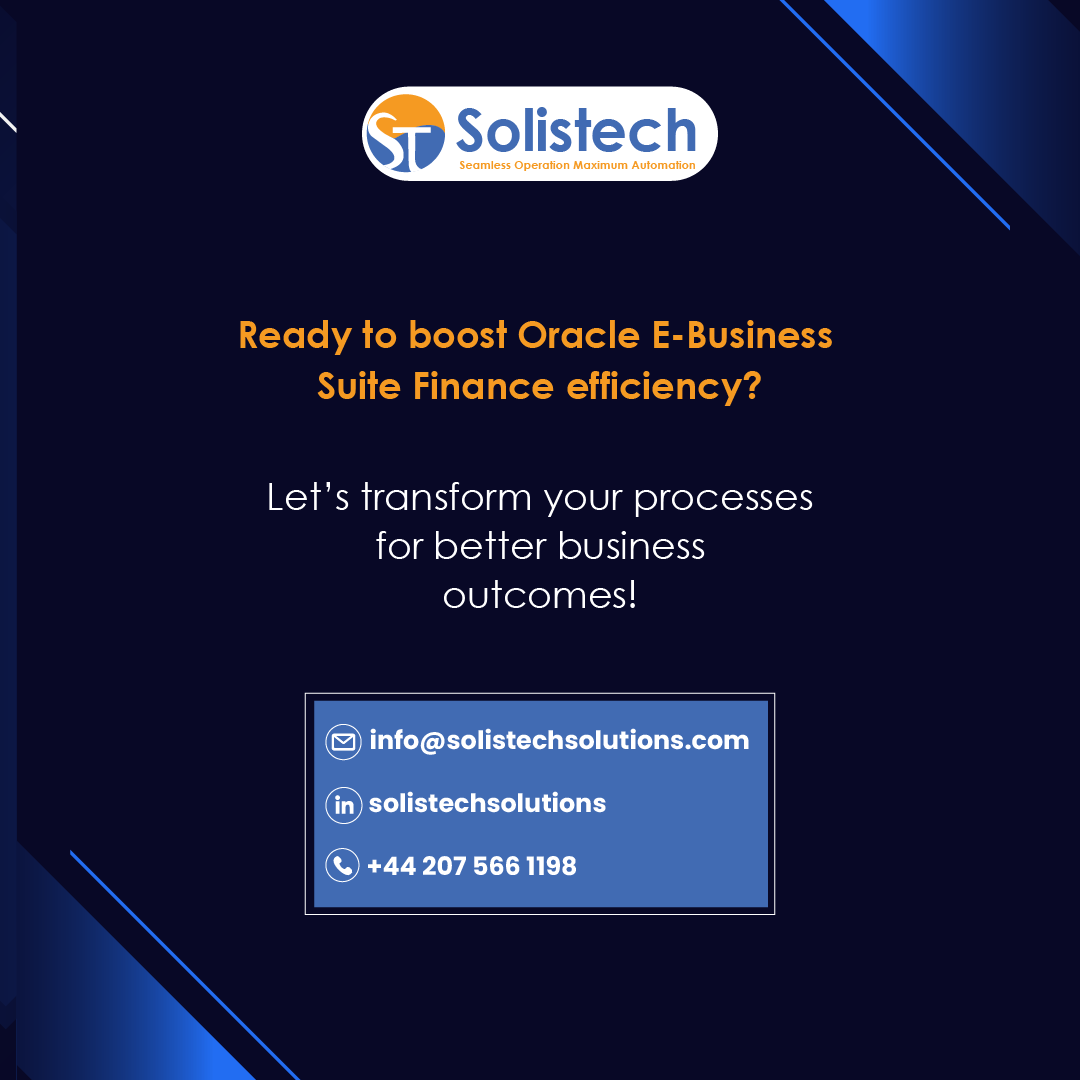 Solistech's tweet photo. "Don’t   let these pitfalls hold your business back! Let's connect and transform your   Oracle EBS Finance processes for optimal performance." https://t.co/OSyH2xh4ls