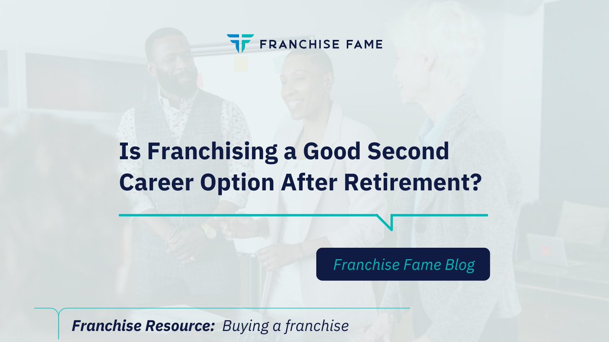 Franchising could be the perfect opportunity to stay active after retirement, pursue your passions, and build a new source of income. 💼 bit.ly/3tI2V5c 💼 #Franchising #AfterRetirement #FranchisingOptions #FranchiseFame #Retirement #FranchiseOpportunities 🚀