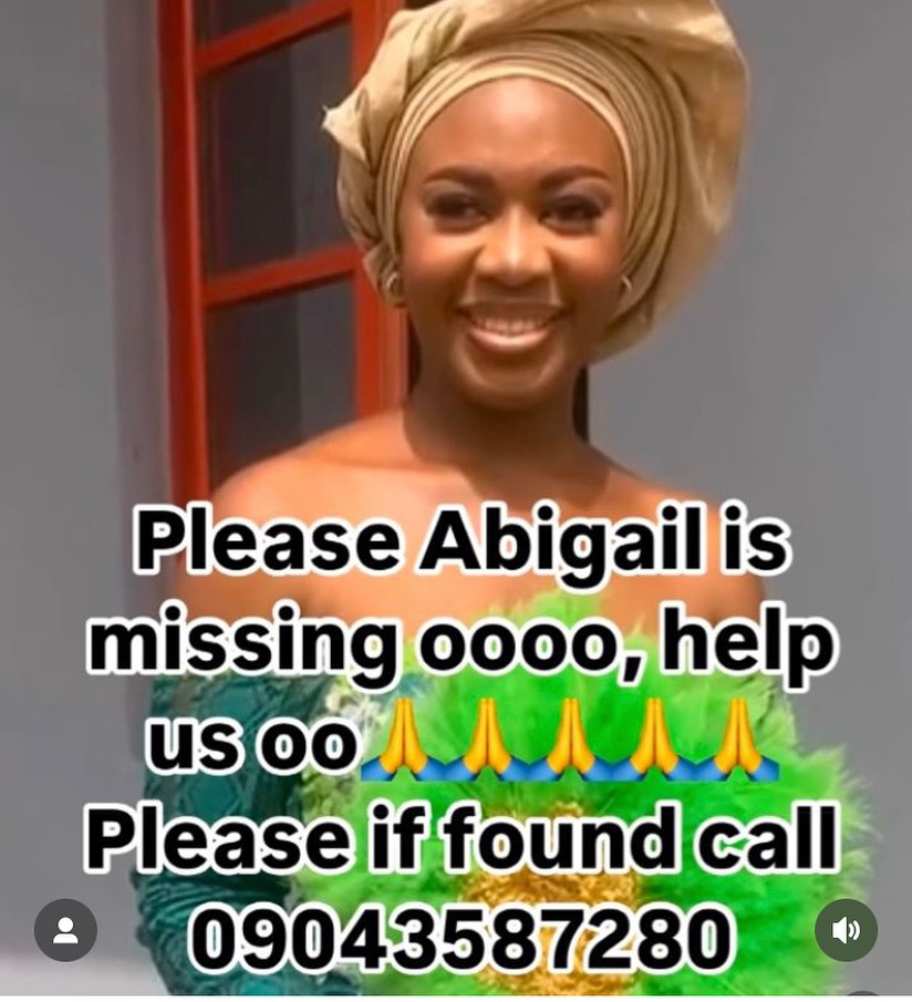 Ekwulu's tweet photo. MISSING PERSON-KINDLY RETWEET

Abigail is missing, we have not seen our sister, she was sent on an errand and never came back home.
She was last seen on Thursday at Idi Oro, Ileseawo, Abeokuta please if found, call this number 09043587280 or report to the nearest police station. https://t.co/IGbnNHrEvc