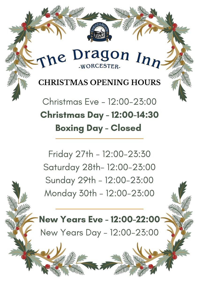Our opening hours over the next couple of weeks.