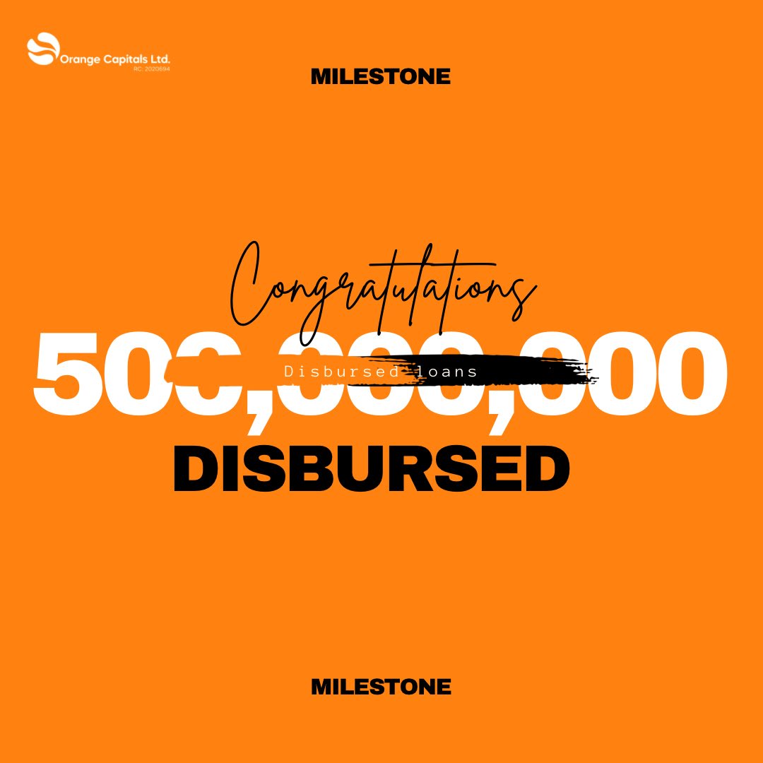 Orange_capitals's tweet photo. We’re thrilled to announce that we’ve hit a major milestone: ₦500,000,000 in disbursed loans!

We couldn’t have done it without YOU, our amazing customers! Your trust and loyalty mean the world to us.

Thank you for choosing us as your financial partner. #financialinclusion https://t.co/nKNmVU1xgw