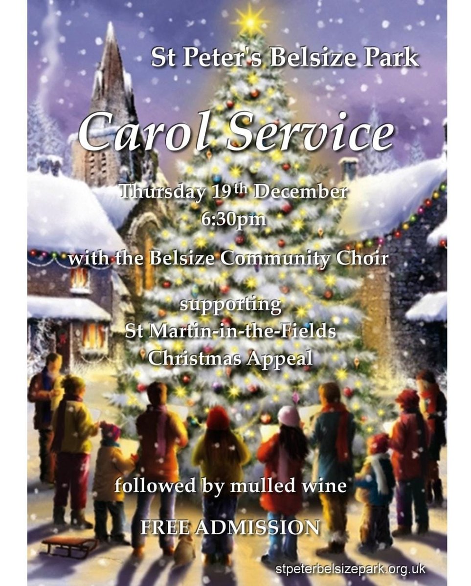 Tonight, we'll support the carol service at St Peter's Church in Belsize Park with some of our repertoire songs and carols for everyone to sing along - come join us at 6.30 pm!