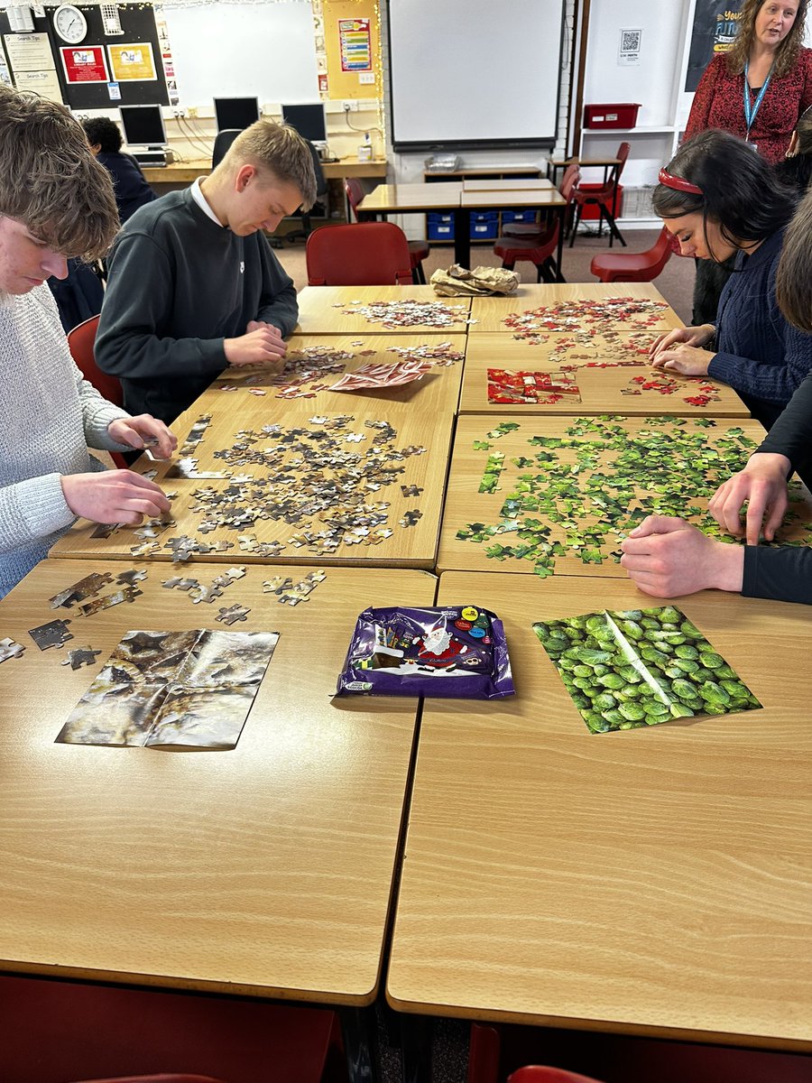 PHSLibrary6's tweet photo. The pressure is on. Four S6 pupils. Four 150 piece jigsaws.  Only one winner!  Who will be the first to complete and earn the title PHS Library Jigsawer of the Year 2024??? https://t.co/GkOJdJoEOZ