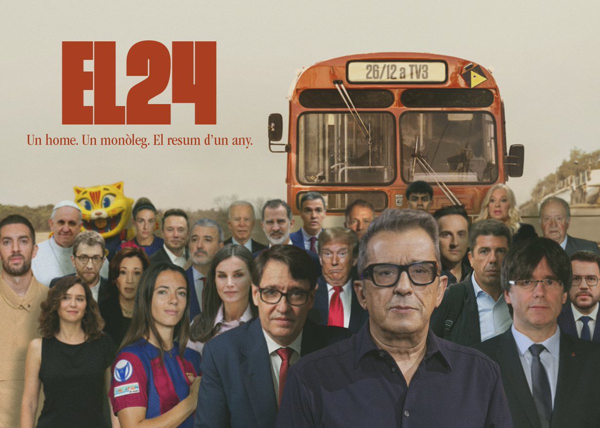 Aquest Sant Esteve a TV3, l’Andreu Buenafuente torna amb la cita de cada any per repassar l'any amb un monòleg d’humor en el que tractarà els grans temes que han marcat el 2024.

Per Sant Esteve, ‘El 24’ després del TN.