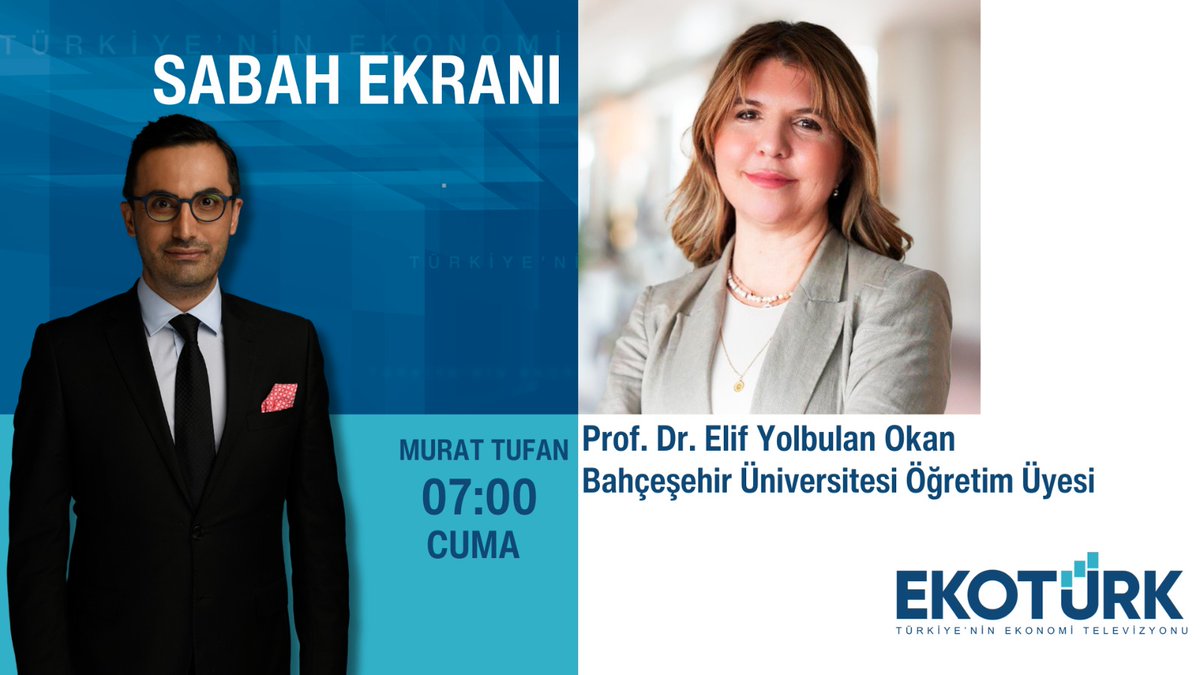 'Sabah Ekranı'na yarın Prof.Dr.Elif Yolbulan Okan hocamız konuk oluyor 

Bekleriz <a href="/Ekoturktv/">EKOTÜRK</a>