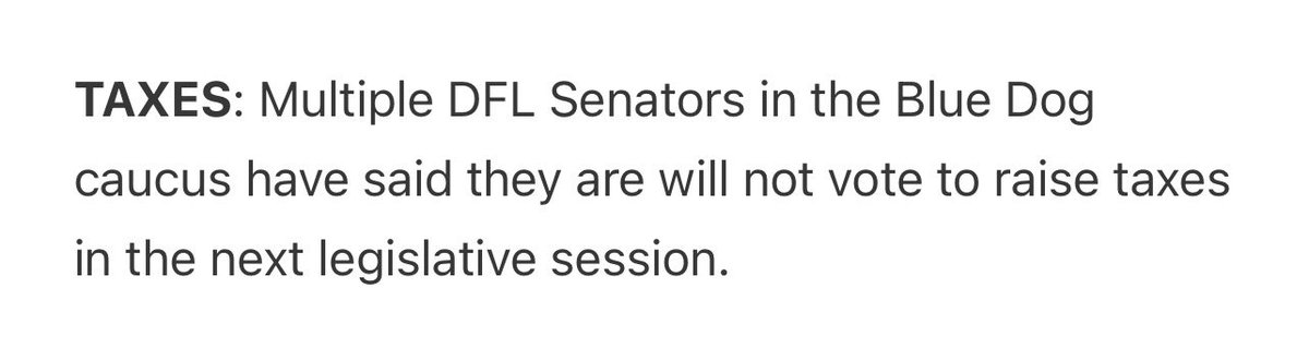 Tax hikes are dead for the 2025 session. 

<a href="/GovTimWalz/">Governor Tim Walz</a> and DFL Leadership must join the <a href="/mnhousegop/">MN House Republicans</a> &amp; <a href="/mnsrc/">Minnesota Senate Republicans</a> in working on a budget that protects Minnesotans from harmful tax increases.