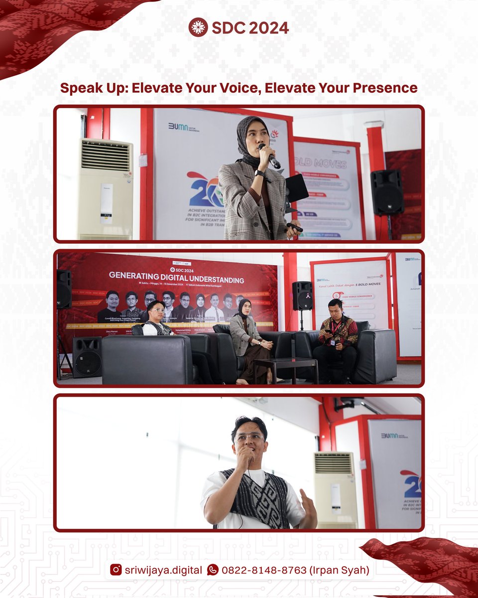 PLMBGDigital's tweet photo. Nahh kalo ini DAY 2 SDC 2024 yang ga kalah seru dari DAY 1! Ada sesi Sriwij'AI'a, Speak Up, dan Mind Your Business! https://t.co/zbmWgYUgwu