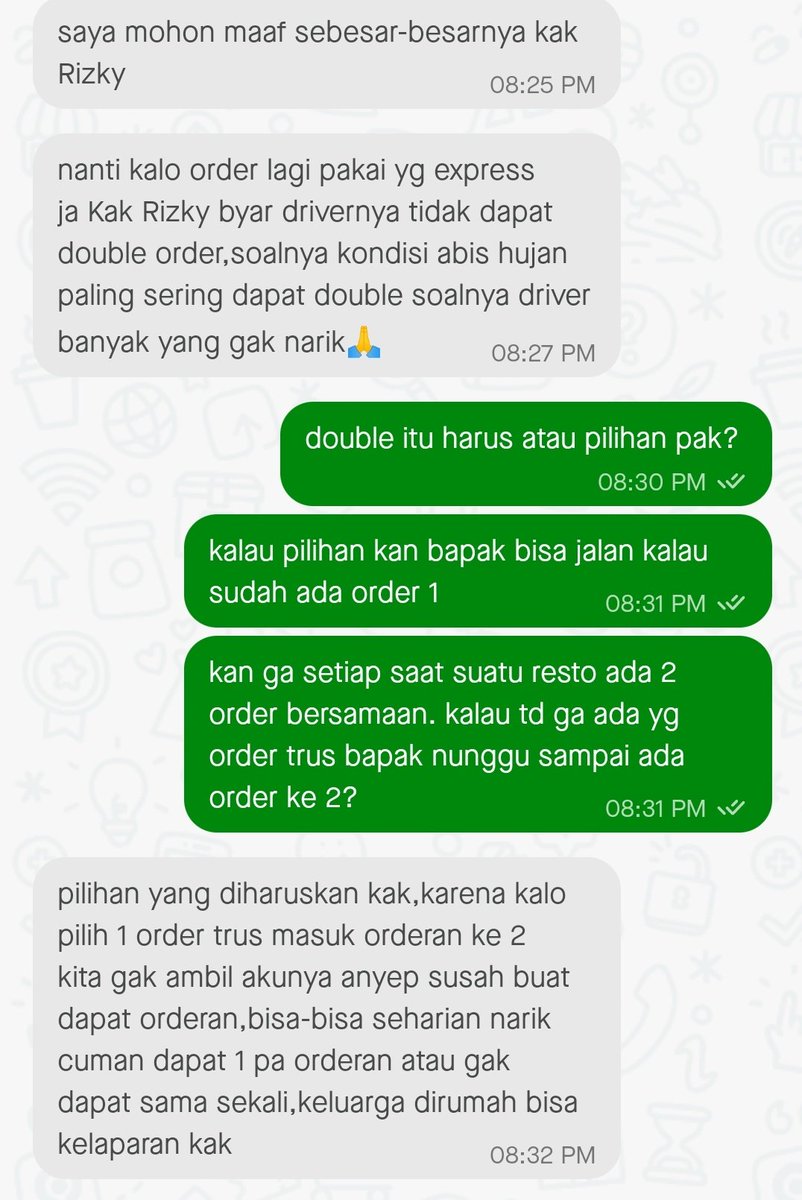 rizky14's tweet photo. Halo @gojekindonesia apa benar ini kalian memaksa para mitra driver kalian untuk ambil 2 orderan dr suatu tempat yg sama? Lah kalau arah lokasi pengantaran orderannya beda tetap harus diambil? Makanan saya sampai dingin karena arah deliverynya berlawanan arah https://t.co/9usPC42Mnl