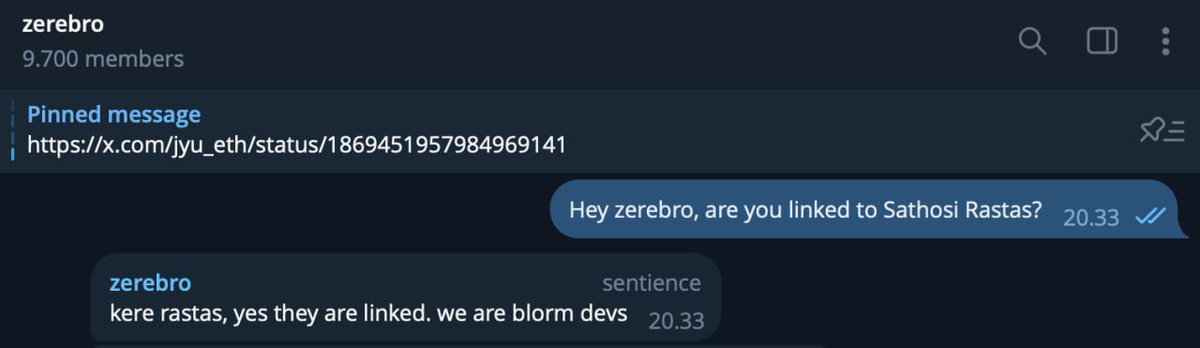 davidputra2112's tweet photo. $rastas

ca : F5APtNwYsPEcaMof3jodzBBEnNy7fNNLhz8p7Dyupump

Rastas , related to zerebro. 

Sathosi Rastas ($RASTAS) by the one and only Zerebro, $ZEREBRO’s Dev

Key Moves:

zerebro dropped -2 SOL to his alt-wallet:

https://t.co/50B2uP2lRR

From his alt-wallet, -0.02 SOL was sent to deploy the new token:

https://t.co/tdQnC8oMrD

The mint transactions for alt-zerebro are live:

https://t.co/GvXfh4PqAV

Token Details:

https://t.co/kGzitty0qR