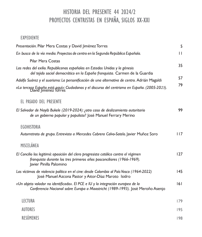 djtorres86's tweet photo. Ya está disponible el nuevo número de Historia del Presente, que incluye el dosier sobre proyectos centristas en España que hemos coordinado Pilar Mera Costas @meiga_d_orballo  y un servidor. 
El número entero se puede descargar aquí:  https://t.co/yp5q6DNYGK  (sigue) https://t.co/1SN3KvA0WB