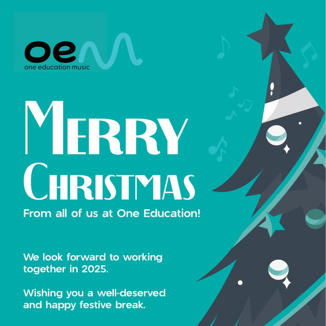 Wishing all our staff, schools, partners, families, and pupils a Merry Christmas and a Happy New Year filled with music. 

We'll be back from January 6th January. And don't forget, there's still time to sign up to one of our 6 music centres in January: oneeducationmusic.co.uk